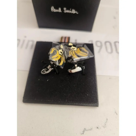 NIB Paul Smith Metal CUFFLINKS Banana with Sunglasses - Picture 3 of 10